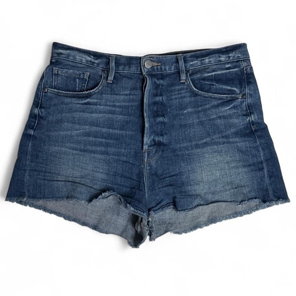 Frame Denim Pants - FRAME Denim Le Original Short, Lawrence Wash 31 Classic High Rise Raw Cut Blue